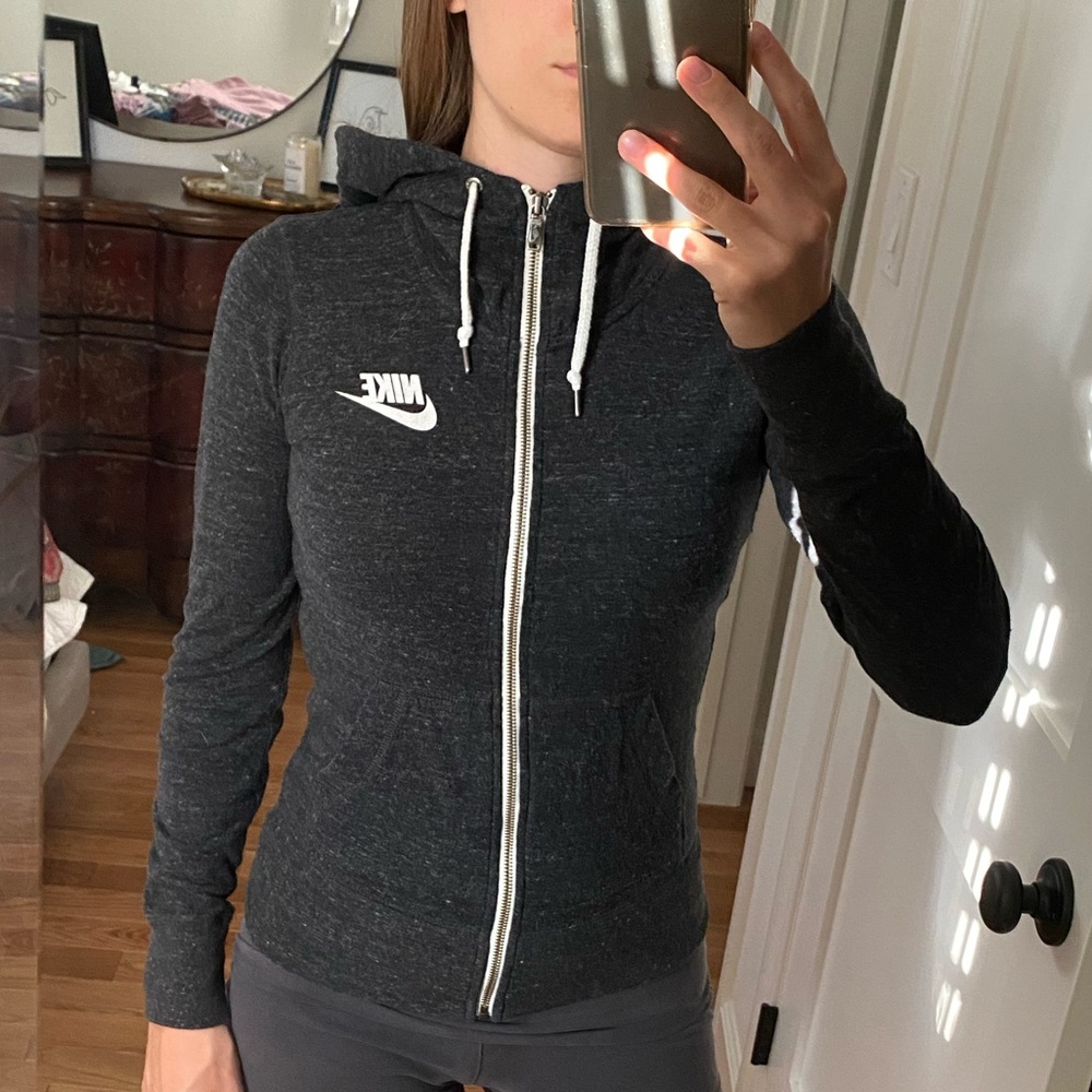 Nike Women's Dark Gray Zip-Up Hoodie